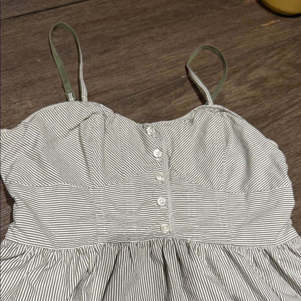 American Eagle Outfitters Green and White Striped Midi Dress - Picture 2 of 4